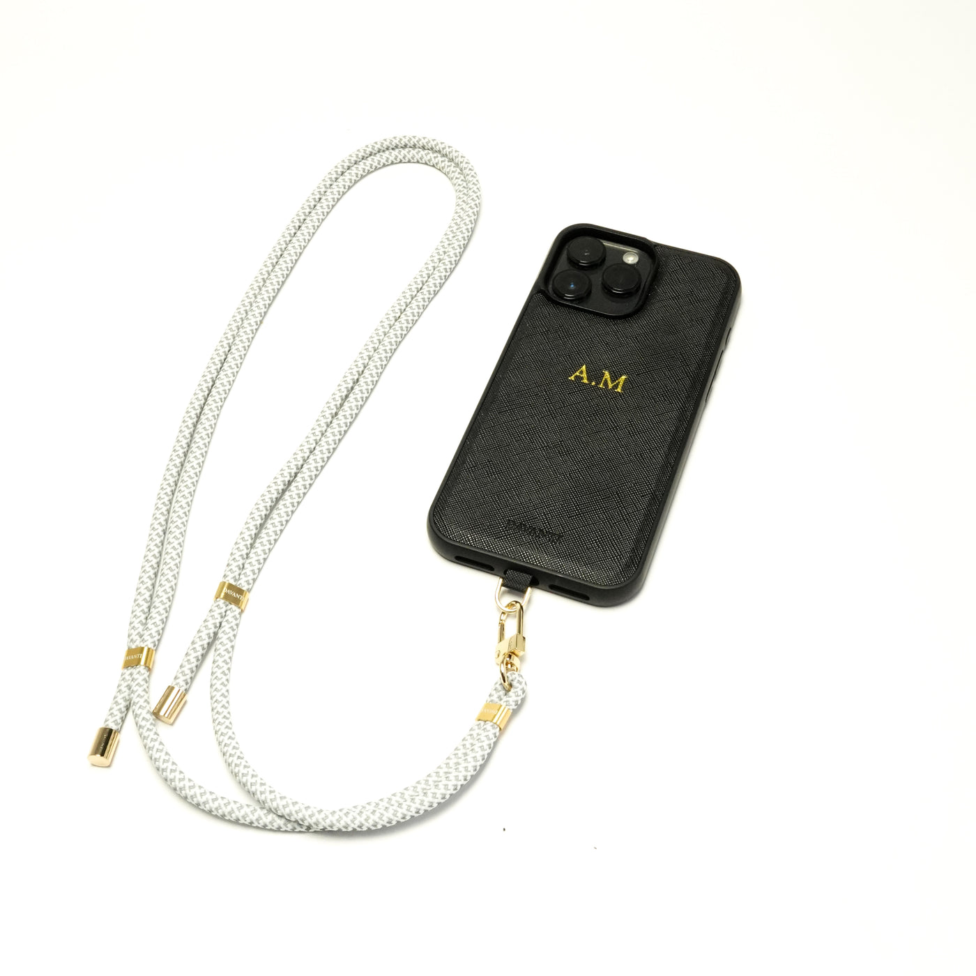 Lanyard DAVANTI blanco con gris reflectivo